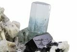 Pristine Aquamarine Crystal With Fluorescent Hyalite Opal - Namibia #281646-4